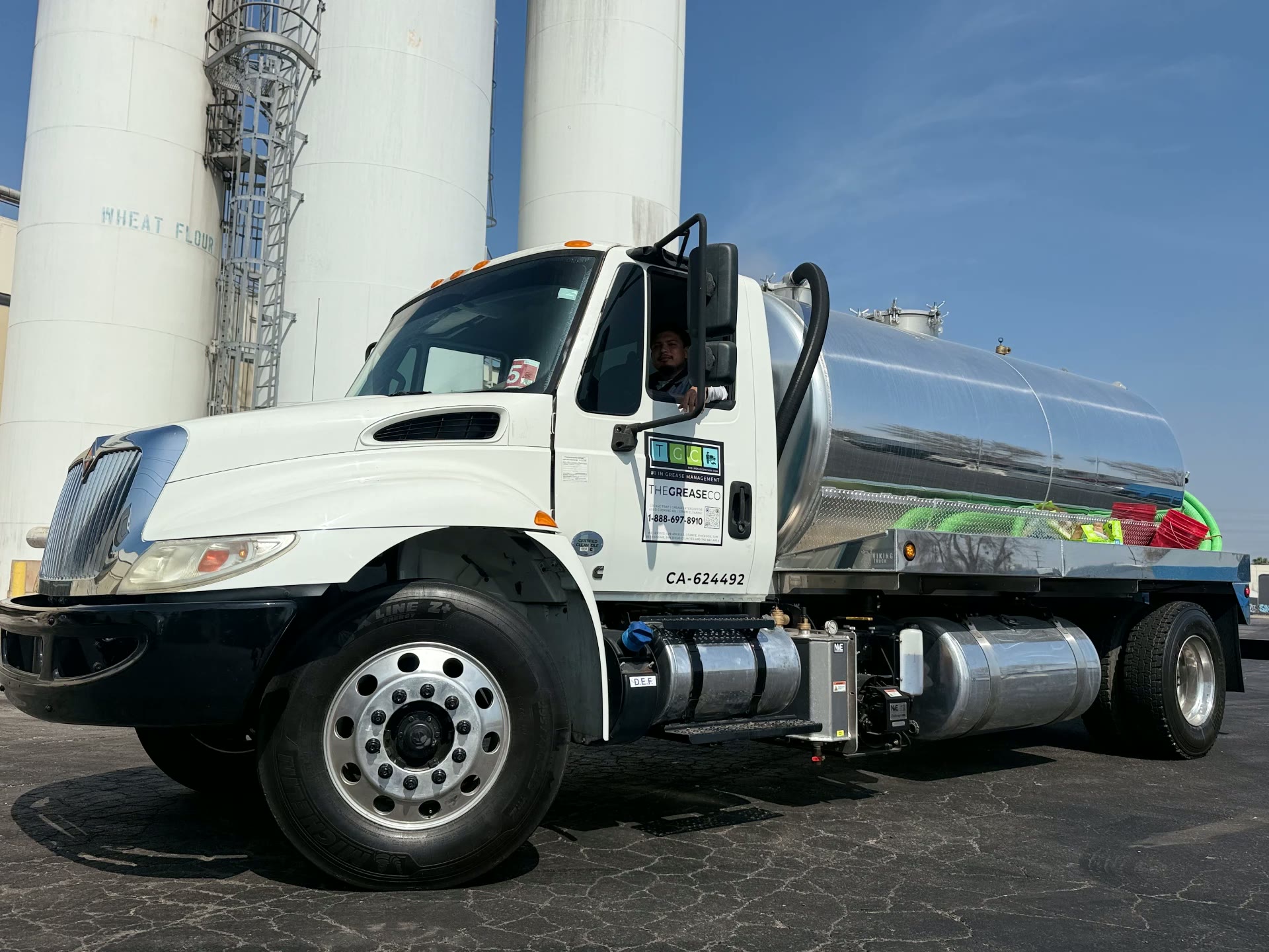 Riverside Grease Company vacuum truck ready for grease trap and interceptor pumping