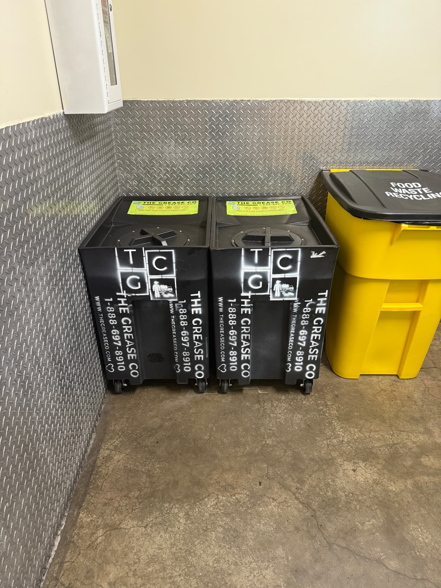 Indoor used cooking oil bins